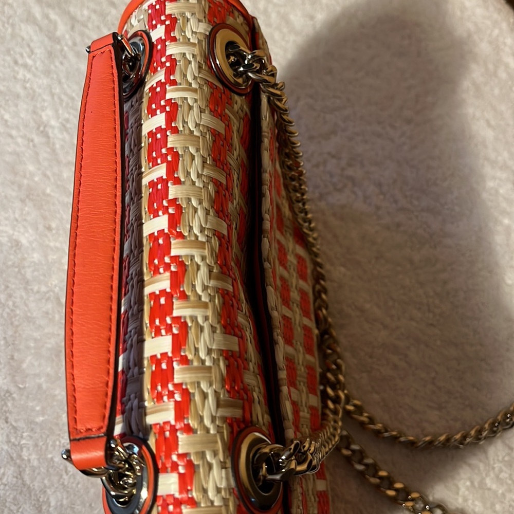 NWOT Vintage Kate Spade orange and cream fabric woven bag. - Picture 6 of 14